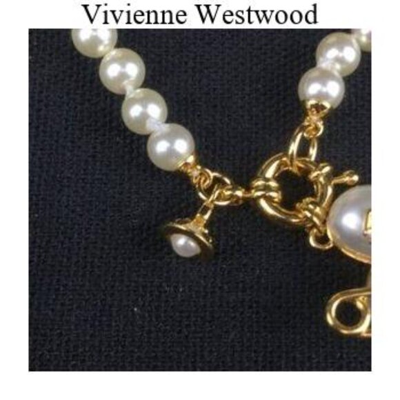 Vivienne Westwood Bas Relief Pearl Necklace Gold Tone LARGE - Picture 5 of 5